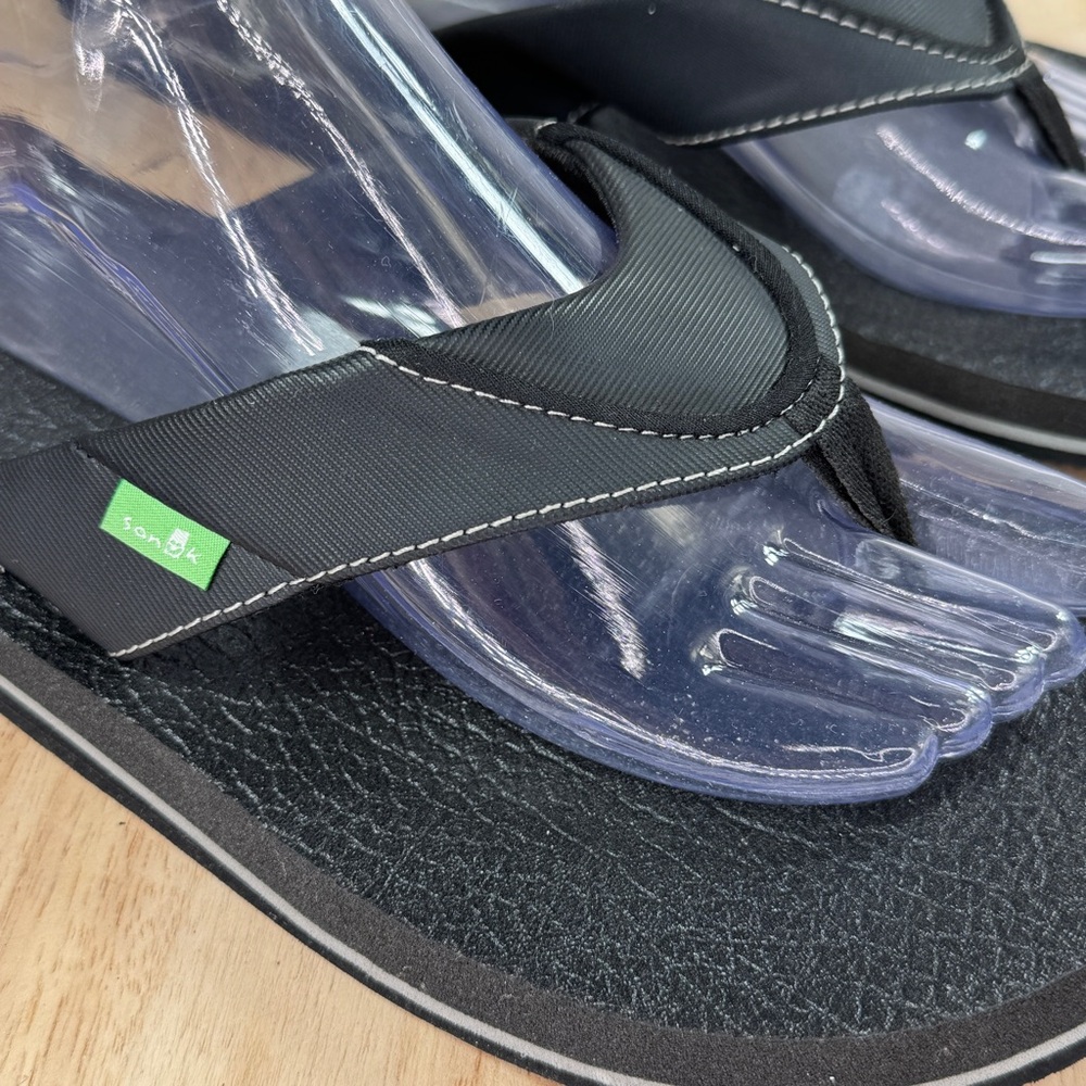 Sanuk Beer Cozy Yoga Mat Flip Flops Thong Sandals Black Mens Size 13 SMS2839C - Picture 7 of 10